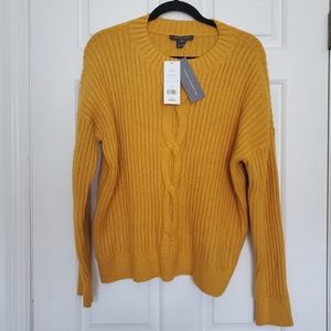 French Connection golden mustard fall autumn knit sweater scoop neck blouse top